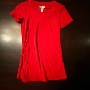 Ambiance Maternity Red V-Neck Women's Top, Size Medium